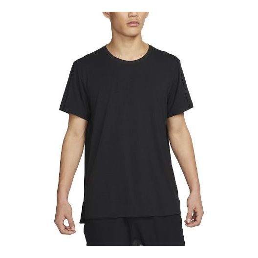 Nike Yoga Dri-Fit Solid Color Round Neck Short Sleeve Black DM7826-010