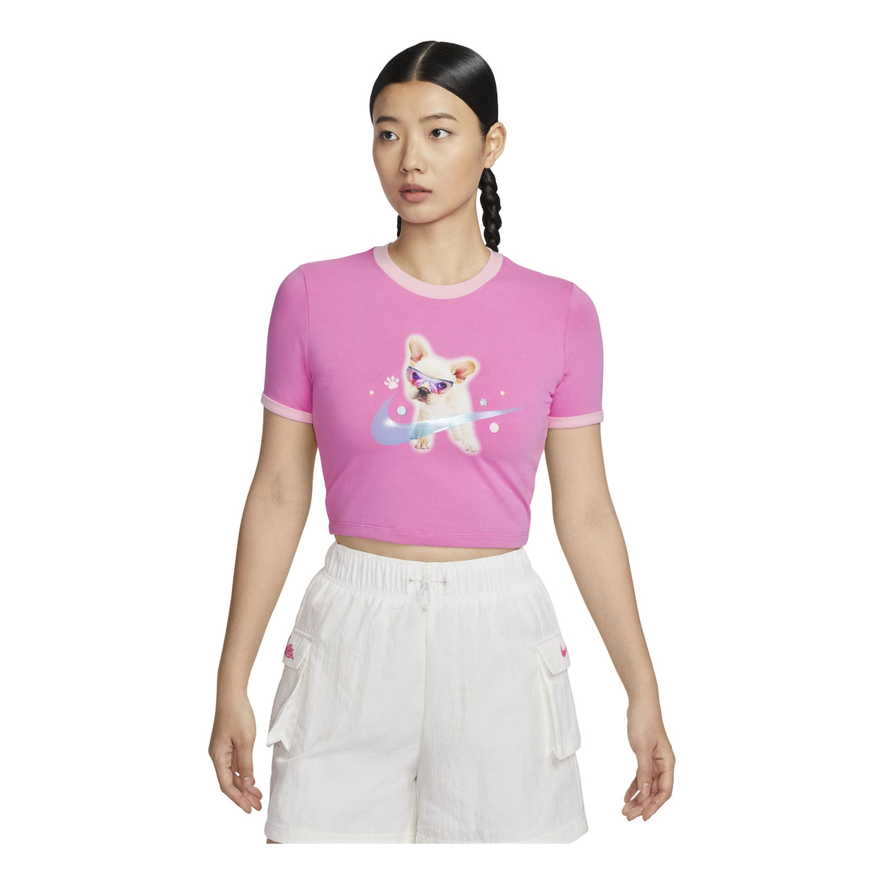 (WMNS) Nike Sportswear Graphic Slim Crop T-shirt Asia Sizing 'Pink' HM4621-675