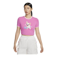(WMNS) Nike Sportswear Graphic Slim Crop T-shirt Asia Sizing 'Pink' HM4621-675