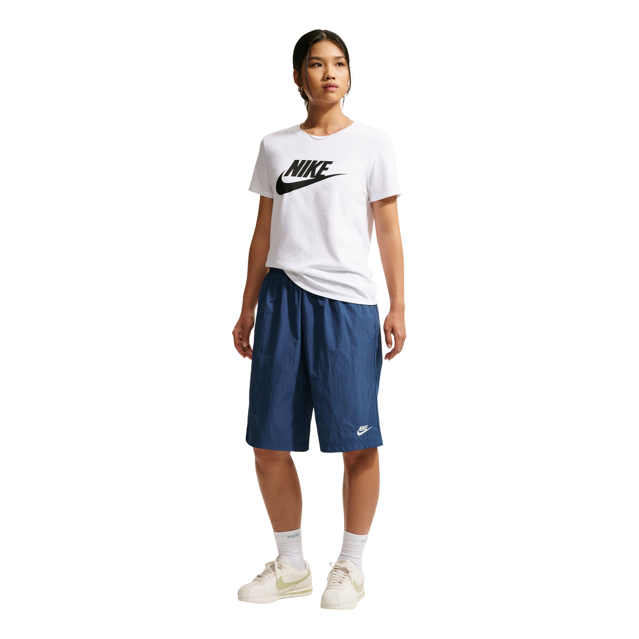 (WMNS) Nike Sportswear Mid-Rise Loose Knee-Length Shorts 'Mystic Navy Sail' IH8465-461