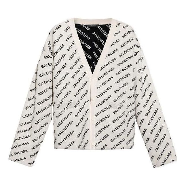Balenciaga All Over Logo Cardigan 'Chalky White Black' 736248T32339054
