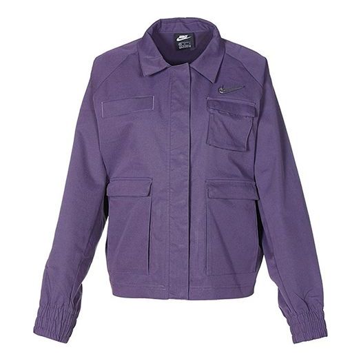 (WMNS) Nike Sportswear Swoosh Sports Cargo Multiple Pockets Woven Jacket Purple CZ8900-573