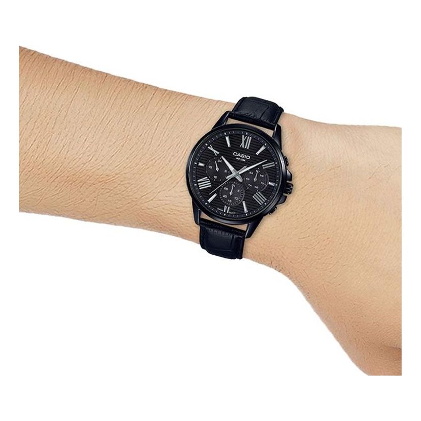 CASIO Quartz Waterproof Black Dial Mens Black Analog MTP-EX300BL-1A