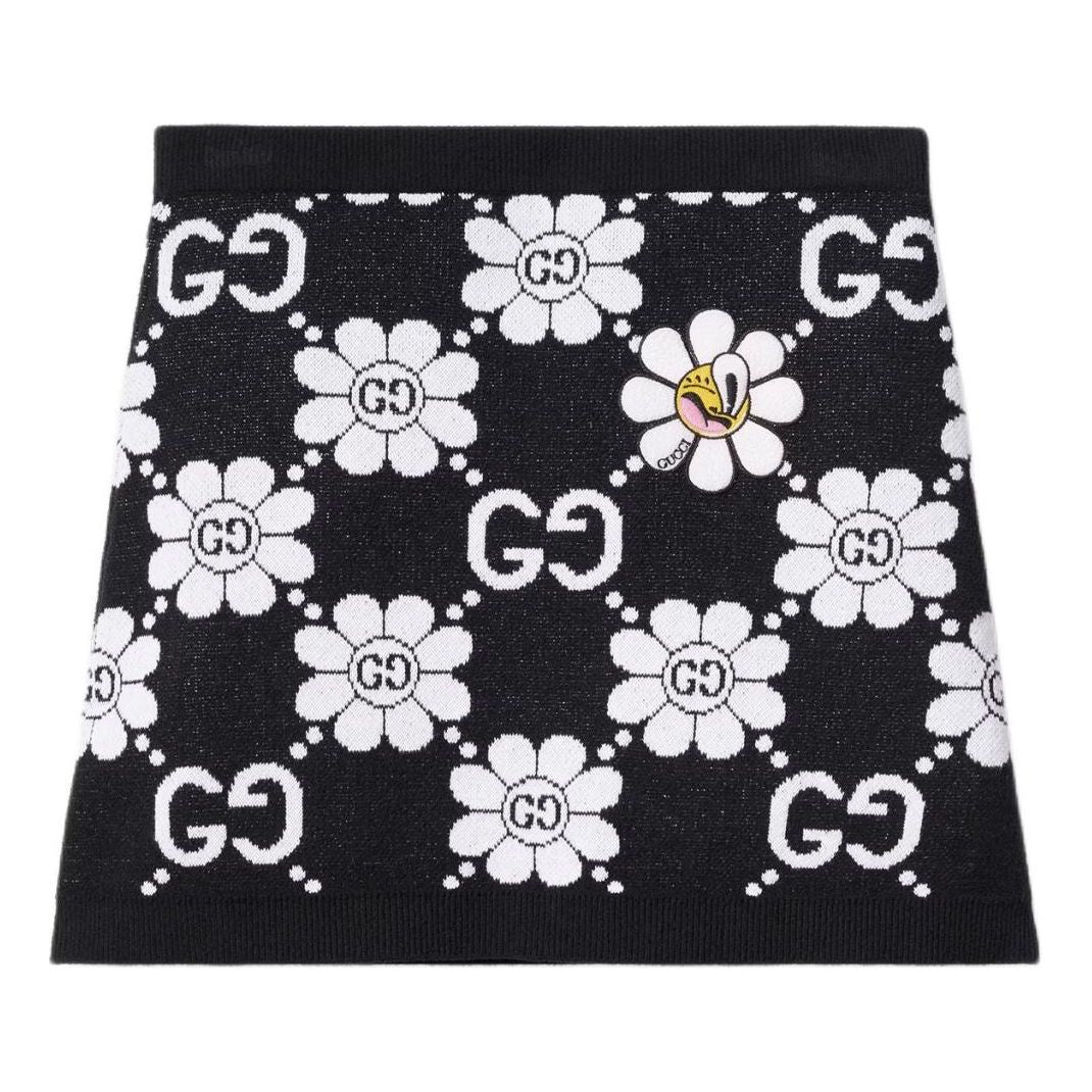 (WMNS) Gucci GG Flower Cotton Jacquard Skirt 'Black White' 782225-XKDZ2-1080