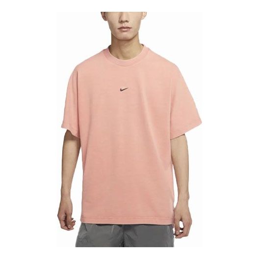 Nike Style Essentials Washed Solid Color Loose Sports Round Neck Short Sleeve Pink DM6671-827