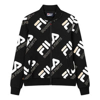 FILA WHITE LINE Series Logo Full Print Sports Knit Jacket Black F11M018514F-BK