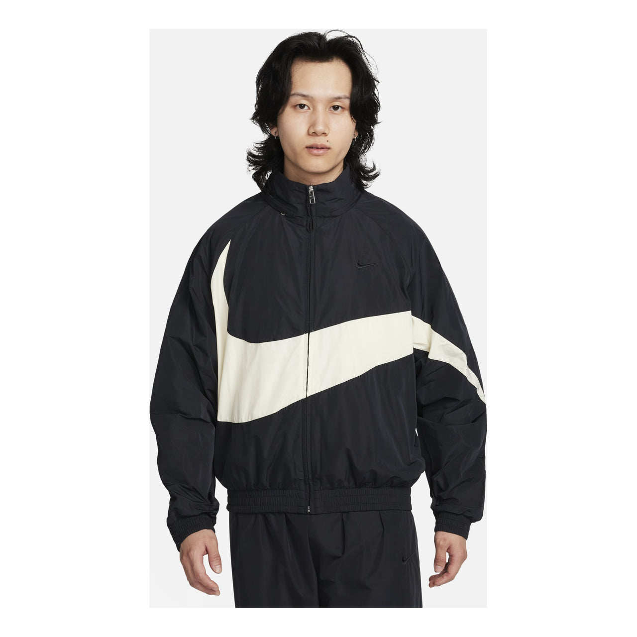 Nike Swoosh Woven Jacket Asia Sizing 'Black White' FB7878-010