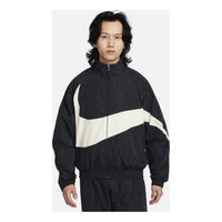 Nike Swoosh Woven Jacket Asia Sizing 'Black White' FB7878-010