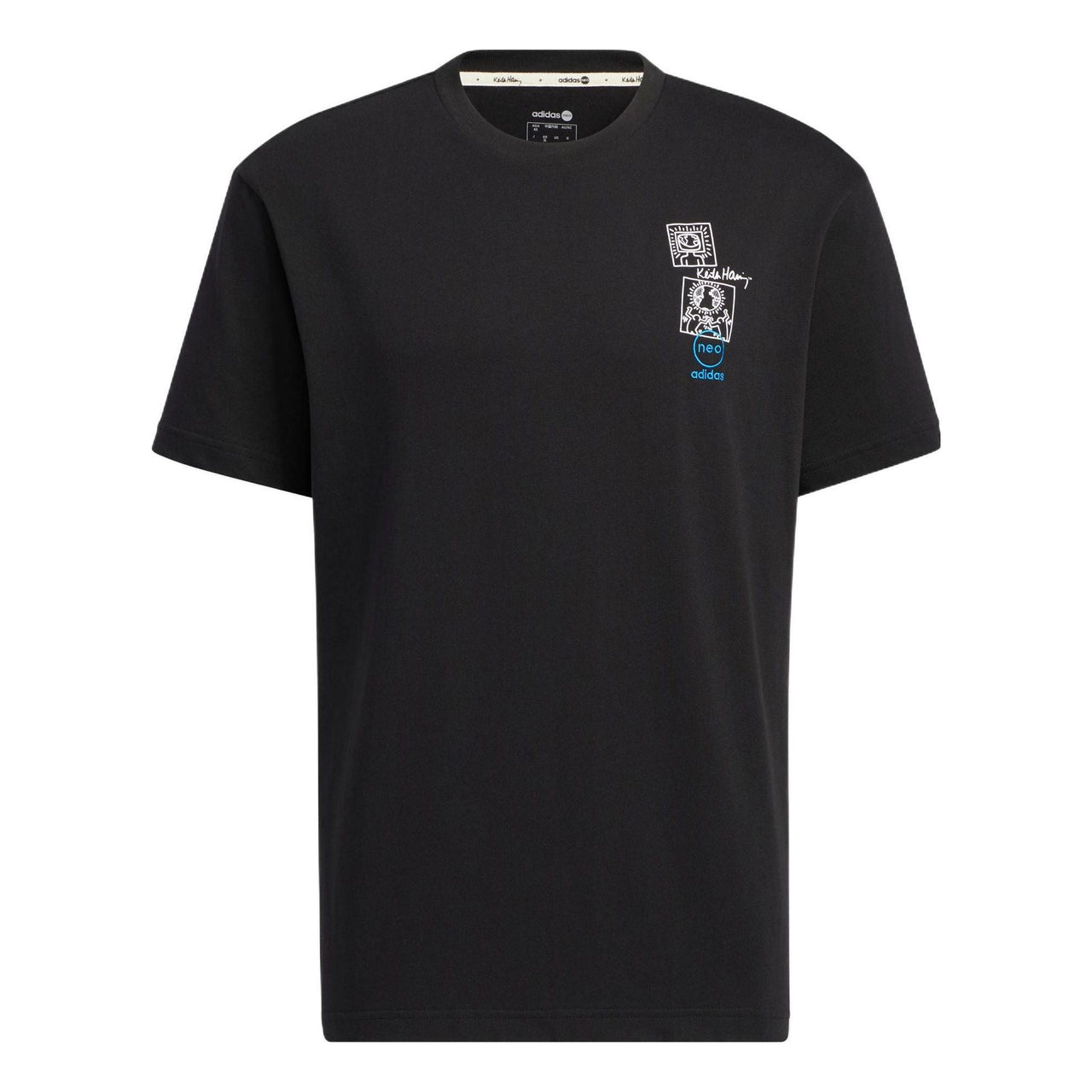 adidas neo x Keith Haring Crossover Cartoon Earth Pattern Printing Short Sleeve Black HD7269