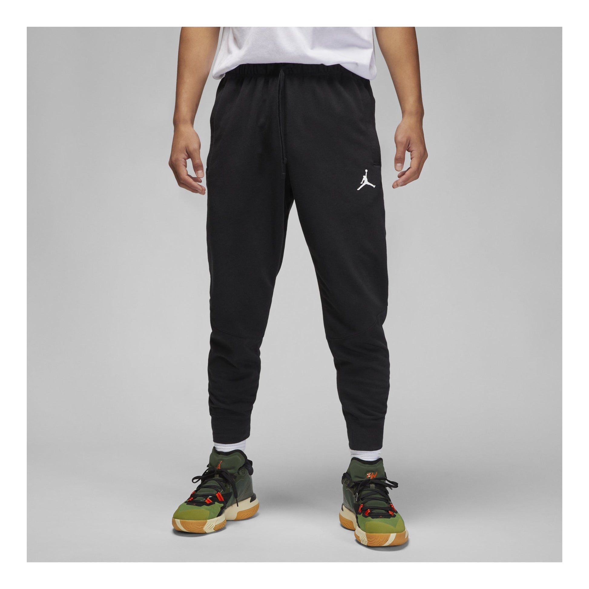 Men's Air Jordan Solid Color Logo Printing Lacing Bundle Feet Casual Sports Pants/Trousers/Joggers Autumn Black DQ7333-010