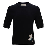 (WMNS) Gucci SS21 Printing Pattern Knit Short Sleeve Black Bottoming Shirt 628377-XKBH3-1152