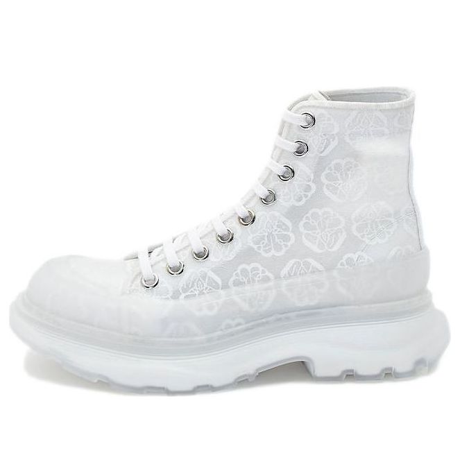 (WMNS) Alexander McQueen Tread Slick Lace Up High Boots 'White Transparent' 658086W4Q329337