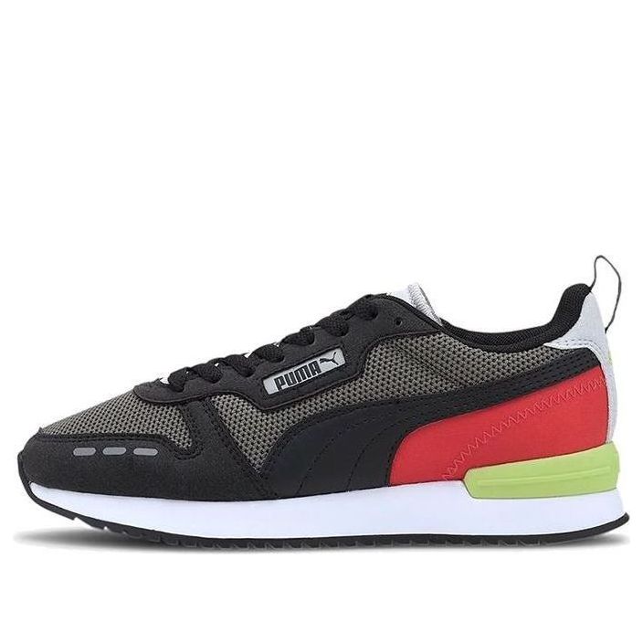 (GS) PUMA R78 Low Top Running Shoes Black/White/Red 373616-07