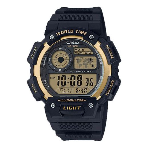 CASIO Waterproof Quartz Sports Mens Black/Gold Digital AE-1400WH-9A