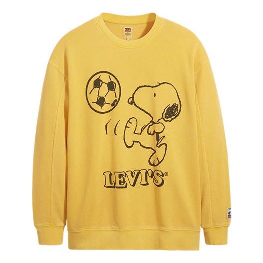 (WMNS) Levi's x Peanuts Printing Round-neck Swea Yellow 77376-0005