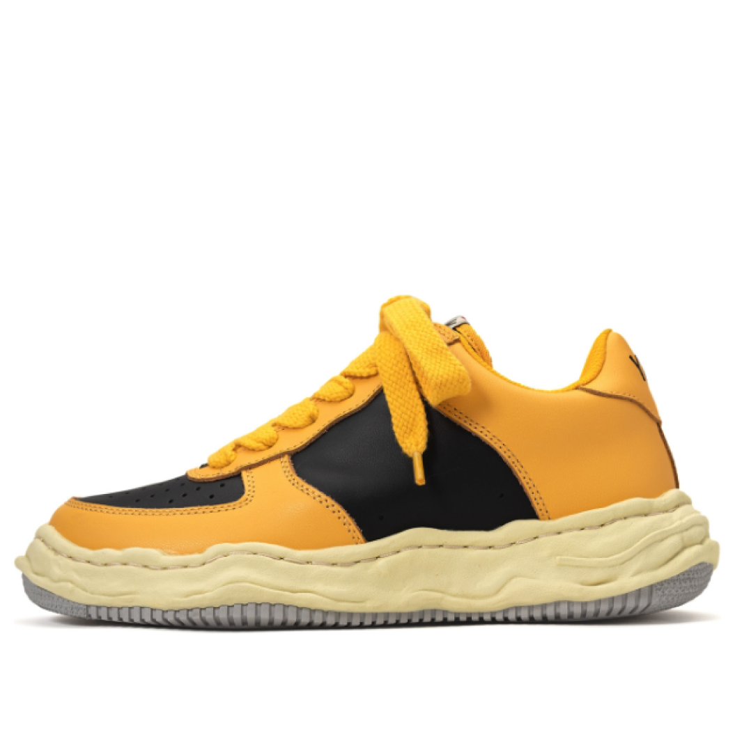 Maison MIHARA YASUHIRO WAYNE VL OG Sole Leather Low-top Sneaker 'Black Yellow' A09FW730-BLKYEL