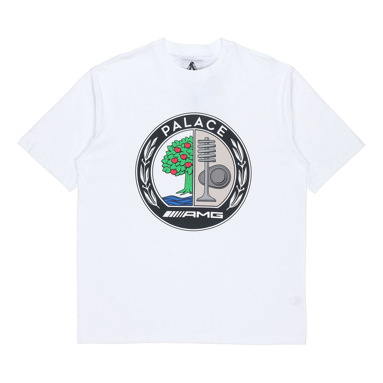 PALACE SS21 x AMG Crossover Emblem T-Shirt White Apple Logo Printing Solid Color Short Sleeve Unisex P20AMGTS002