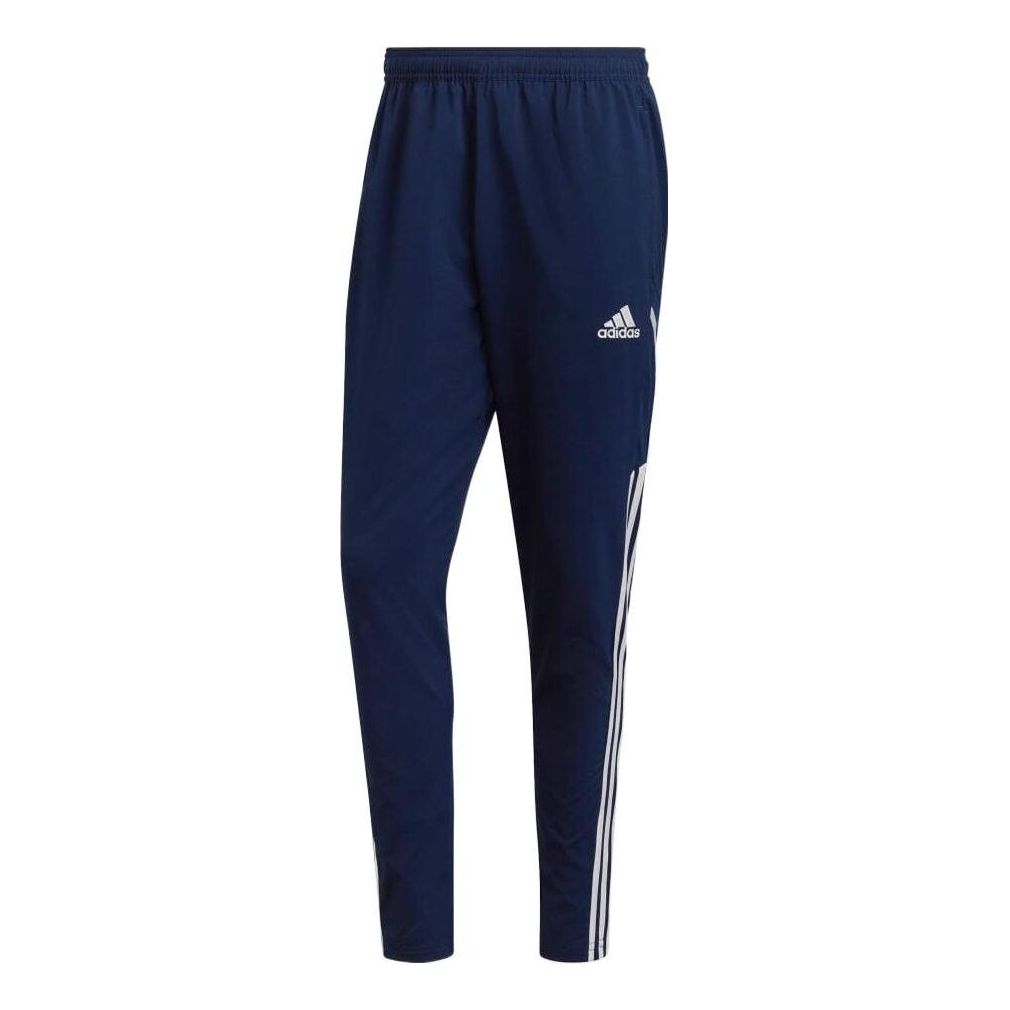 Men's adidas Solid Color Logo Stripe Elastic Waistband Sports Pants/Trousers/Joggers Japanese Version Blue HA6240