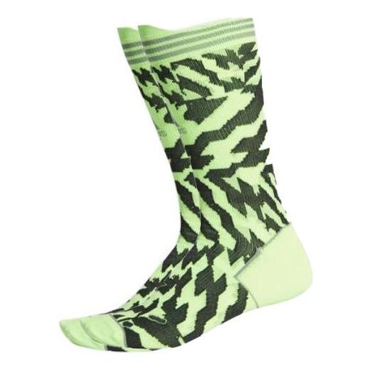 adidas Version Pattern Knit Sports Socks Unisex One Pair Fluorescent Green FK0932