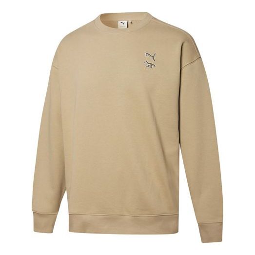 PUMA x Maison Kitsune Unisex Breathable Knitting Round-Neck Sweatshirt Khaki 532324-96