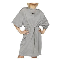 (WMNS) Nike Minimalistic Round Neck Mesh Tied Waist Dark Grey Dress CJ0177-002