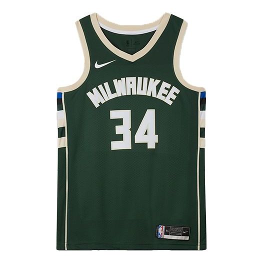Nike NBA Basketball Jersey SW Fan Edition 19-20 Season Milwaukee Bucks Alphabet 34 Green CW3672-329