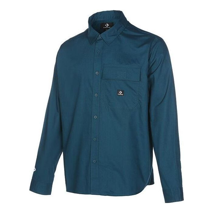 Converse Woven Long Sleeve Button Down Shirt 'Green' 10023803-A04