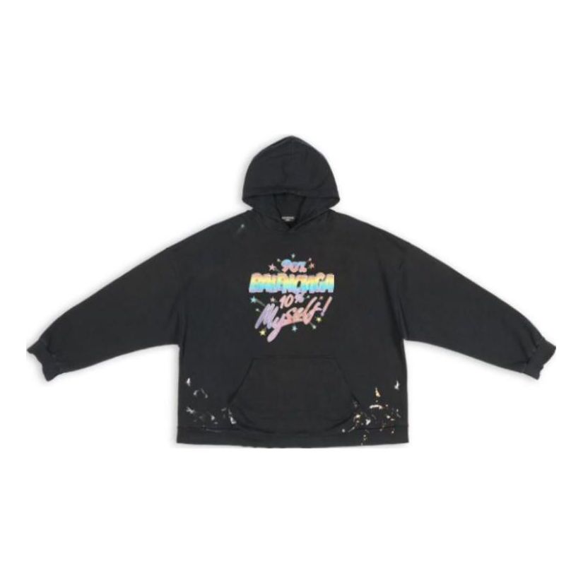 Balenciaga 90/10 Hoodie Wide Fit 'Washed Black' 674986TMVH41055