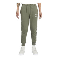 Men's Nike Printing Brand Logo Solid Color Lacing Bundle Feet Casual Sports Pants/Trousers/Joggers Autumn Green DJ0468-380