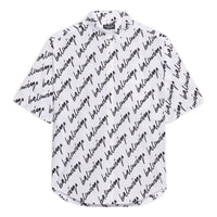 Balenciaga Allover Scribble Short Sleeve Shirt 'White Black' 681702TLLJ49040