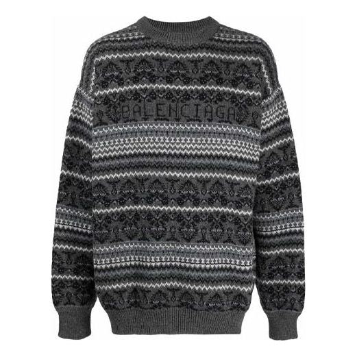 Balenciaga Fair Isle Crewneck Sweater 'Grey' 675280T16121240