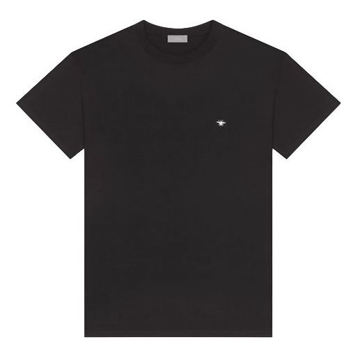 DIOR White Bee Embroidered Short Sleeve Unisex Black 733J603B0446-C980