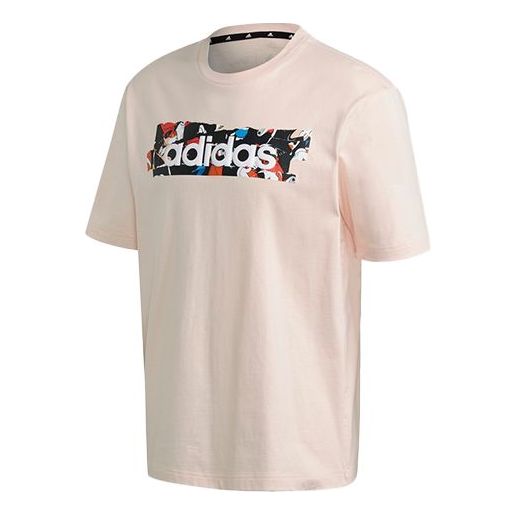 adidas box logo Pattern Printing Short Sleeve Creamy White GL2223