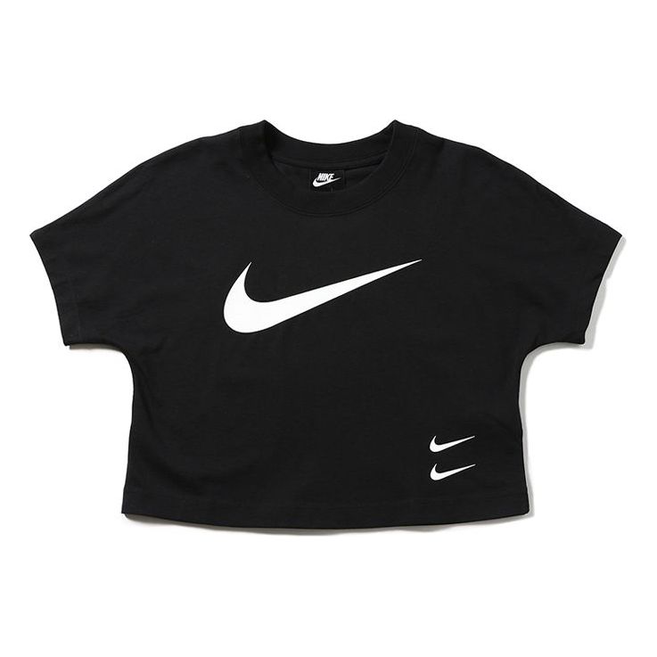 (WMNS) Nike Sportswear Swoosh Logo Casual Short T-Shirt 'Black' CJ3765-010