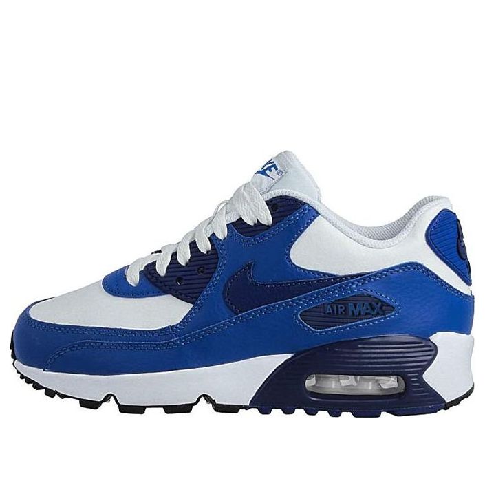 (GS) Nike Air Max 90 LTR Leather Low-Top White/Blue 833412-105