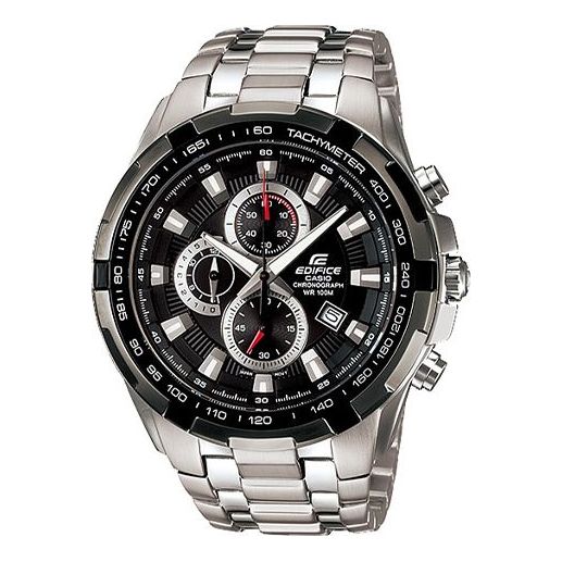 CASIO EDIFICE Classical Sports Waterproof Quartz Silver/ Mens Black Analog EF-539D-1A