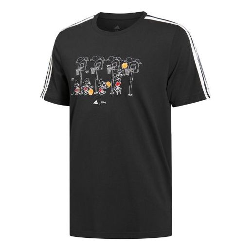 adidas x Disney Crossover M 3s Dsny Bb T Mickey Printing Stripe Sports Short Sleeve Black GL3085