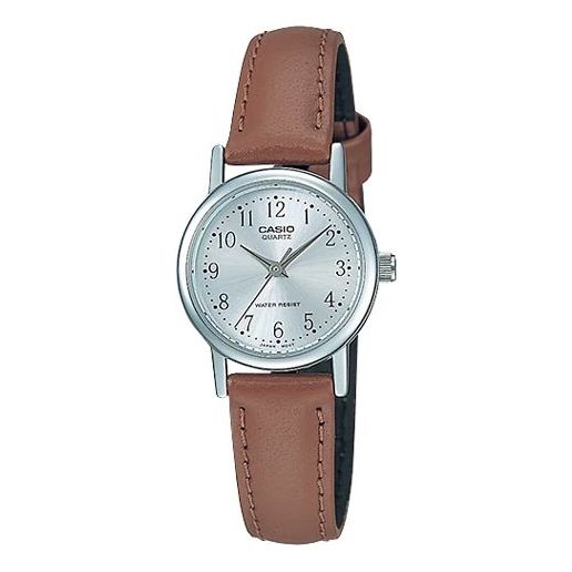 CASIO Leather Belt Vintage Silver/Brown Silver DialBrown Strap SilverBrown Analog LTP-1095E-7B