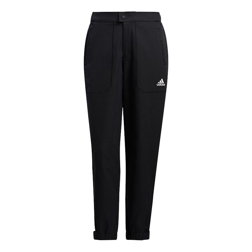(WMNS) adidas Sty W Pt Wv Elastic Button Waist Sports Black Pants H07388