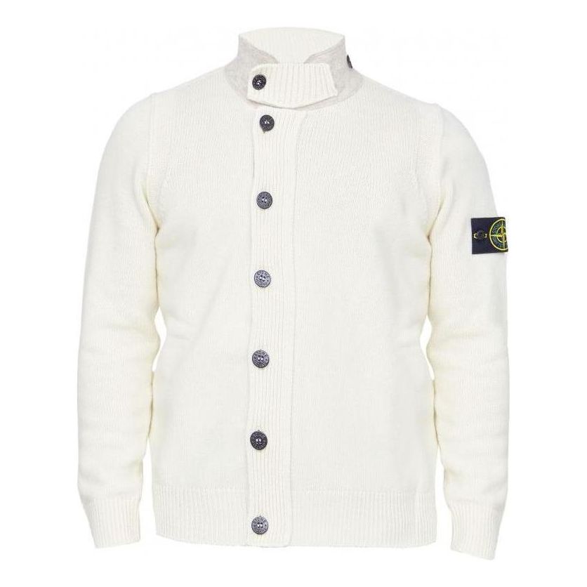 STONE ISLAND Patch High Neck Cardigan 'Beige' 7715547A3-V0099