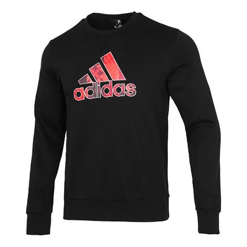 Men's adidas Cny Gfx Crew1 Limited Logo Printing Sports Round Neck Pullover Black HI3287