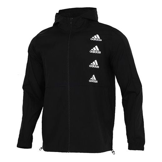 adidas Sports Running Training Woven Hooded Jacket Men Black GK9370