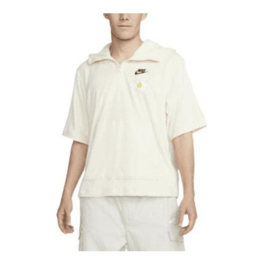 Men's Nike Sportswear Back Large Logo Half Zipper Short Sleeve White DM5063-113