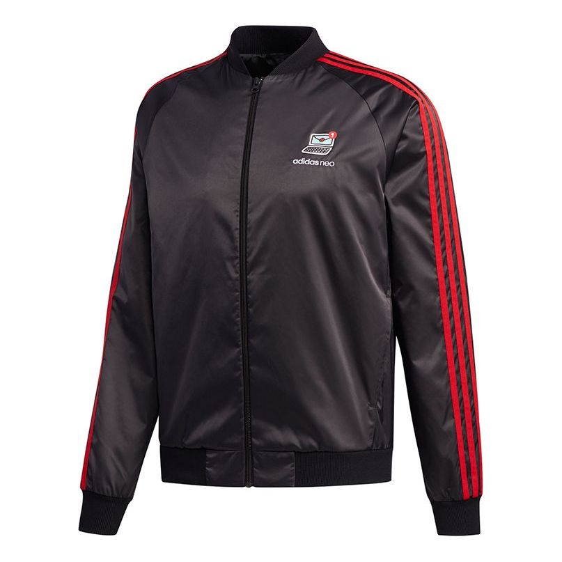 adidas neo M Vlday Jkt Logo Printing Sports Jacket Black FU0219