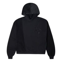 (WMNS) Converse corduroy Splicing Solid Color Sports Hoodie Black 10023511-A02