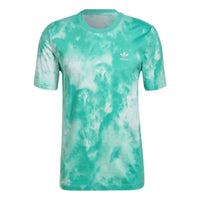 Men's adidas originals Round Neck Tie Dye Printing Short Sleeve Green T-Shirt HG3909