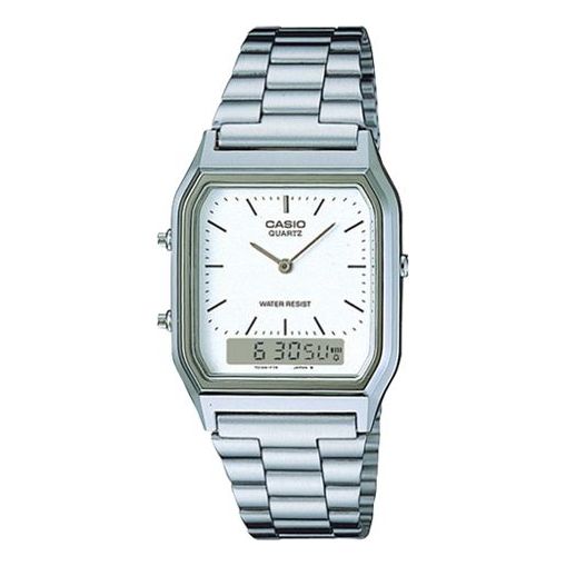 CASIO Waterproof Stainless Steel Strap Mens Silver Analog/Digital Combo AQ-230A-7DMQYES