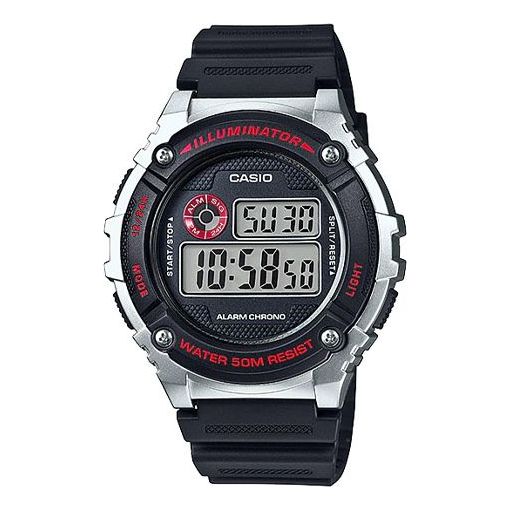 CASIO Waterproof Sports Mens Black Digital W-216H-1CVDF