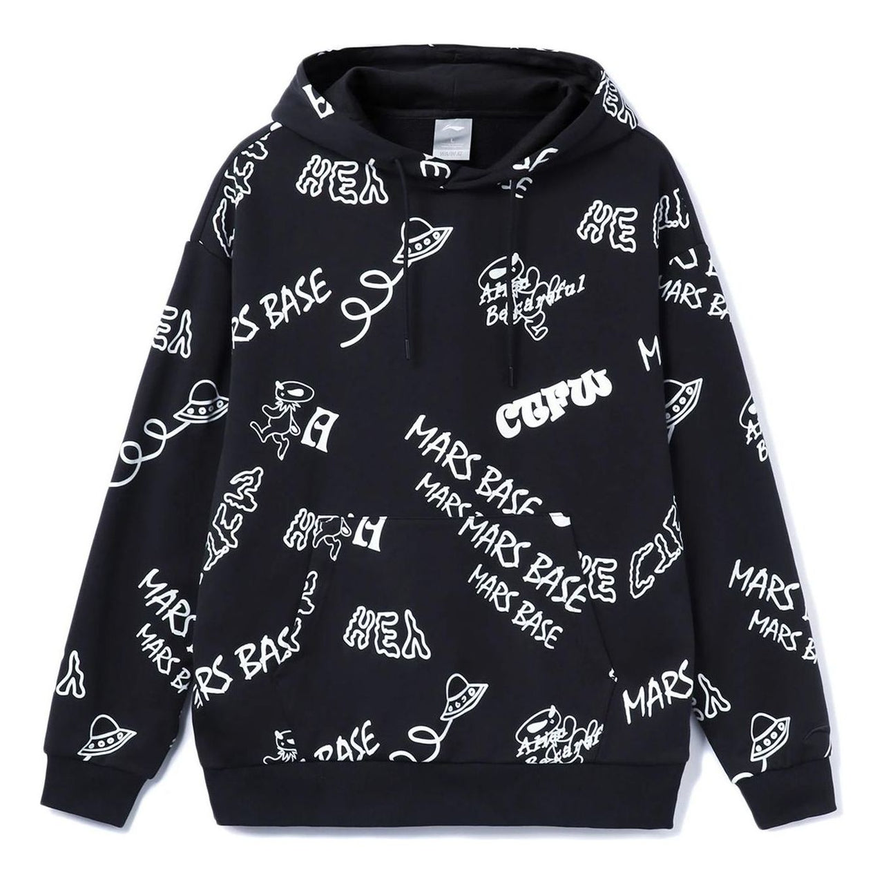 Li-Ning Counterflow Mars All-Over Print Hoodie 'Black White' AWDRD71-3