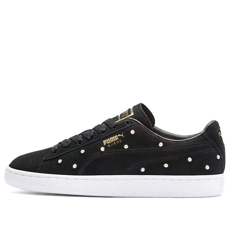 (WMNS) PUMA Pearl Studs Suede 'White Black Gold' 369934-01